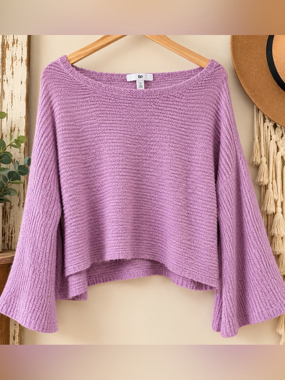 BP Nordstrom Lilac Purple Bell Sleeve Sweater Medium - Picture 1 of 6